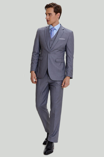 grå menns 3 stykke hakket lapel balldrakter